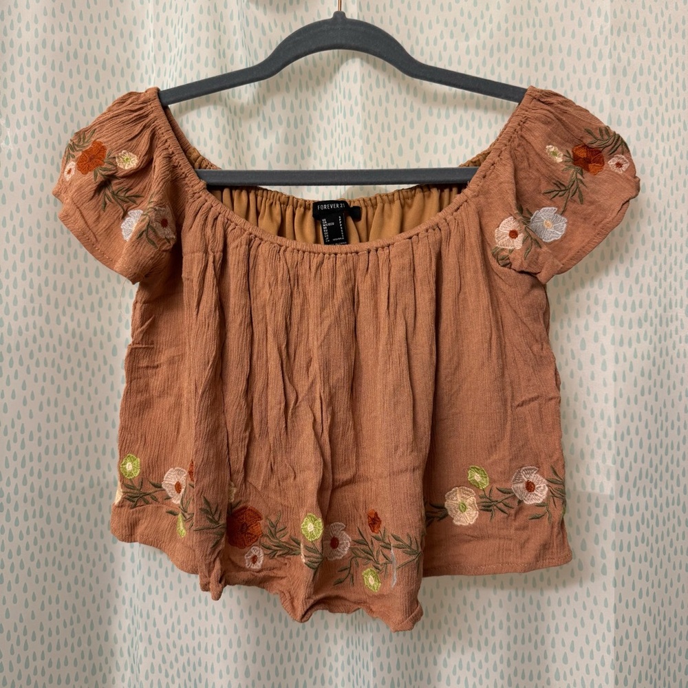 Forever 21 Floral Embroidered Crop Top